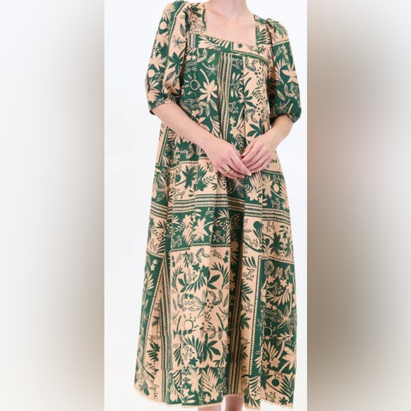 HUNTER BELL- Waverly dress Green and Cream Floral Women's Dress